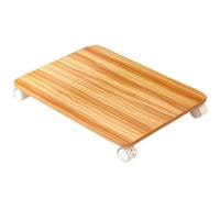 Under Desk Printer Stand, Heavy-Duty Wooden Storage Rack with 4 Rolling Casters for Home Office, Space-Saving Design, 50x35cm