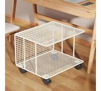 Under Desk Printer Stand, Metal Cart with 360° Lockable Wheels, 2-Tier Storage Rack for 3D & Laser Printers and Scanners