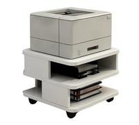 Under Desk Printer Stand with 4 Swivel Wheels Wooden Printer Organizer for Home & Office SpaceSaving Printer Shelf White 60x60x50cm/24x24x20in