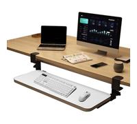 Under Desk Sliding Keyboard Tray - N Desk Exteon Pull-Out Keyboard Shelf with Sto Ders Support Arm Relieve Fatigue White 75x24cm (30x9.5in)