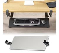 Under Desk Sliding Keyboard Tray Shelf 75x25cm Pull-Out Der with Slide Rails Reduces Fatigue Protects Eyes Easy Installat White h for Home Office