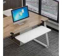 Under Desk Sliding Keyboard Tray with C Clamp 52 cm White Cuter Writing & Mouse Platform Space Saving Design for Home Office Use