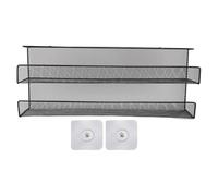 Under Desk Storage Basket Premium Iron Double Layer Organizer with Cable Management for Home Office Black Durable Shelf (L)