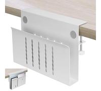 Under Desk Storage Organizer - No Drill Steel Hanging Laptop Holder for Office & Home (White)