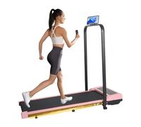 Under Desk Treadmill: Foldable Walking Pad with Incline, APP/Remote Control, Bluetooth Speaker, 2HP Quiet Motor, Shock Absorption, LED Display - for Home/Office Use (Pink)