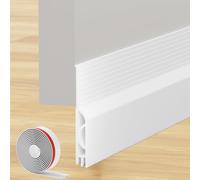 Under Door Draft Stopper, Self-Adhesive Door Sweep for Bottom of Door, Weather Stripping Soundproofing Insulation Strip, Under Door Gap Filler for Exterior/Interior (1M, White)