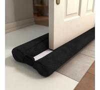 Under Door Draught Excluder 76-91cm, Double Side Door Draft Stopper for Bottom of Door, Adjustable Length Under Door Gap Filler Blocker, Door Soundproofing, Keeps the Draft Dust Insect Out, Black