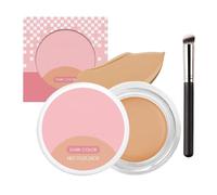 Under Eye Brightener, Brightening Cream Concealer with Brush,Skin Color Correcting Brightener & Primer, Full Coverage Makeup,Conceal & Brighten Dark Circles (Dark Skin)