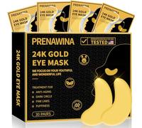 Under Eye Patches for Puffy Eyes Treatment 30 Pairs, 24K Gold Under Eye Masks for Dark Circles and Puffiness, Eye Gel Pads w/Collagen, Sodium Hyaluronate, Rose Essence for Eye Bags Treatment