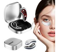 Under Eye Red Light Care Device, Portable Eye Skin Care Patches with EMS Gentle Pulse, Compact Eye Grooming Tool for Daily Eye Area Care, Silver