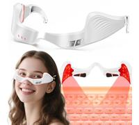 Under Eye Red Light Therapy Device, Red Light Therapy Glasses,Red 650 NM,Red Light Eye Mask for The Treatment of Eye Bags,Dark Circles,Puffiness periorbital for Treating Acne (White）