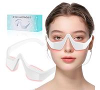 Under Eye Red Light Therapy Glasses, Red Light Therapy Device Microcurrent Eye Massager, Eye Beauty Glasses Eyes Bag Remover for Reduce Dark Circles and Wrinkles (White)