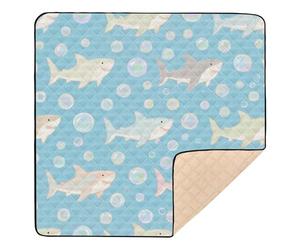 Under Marine Shark Bubble Baby Blue Soft Thick Baby Playmat for Floor Comfortable Baby Kick Crawling Mat for Baby Kids Toddlers Infants, 50'' x 50''