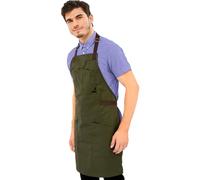 Under NY Sky Chef Apron - Professional Green Twill - Cotton Straps - Smart Pockets - Adjustable for Men and Women - Pro Chef, Cook, Kitchen, Baker, Barista, Bartender, Server Aprons