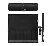 Under NY Sky Knife Roll Case - 6 Slots - Heavy Duty Waxed Canvas Pouch - Leather Reinforced - Portable Bag for Cooking Tools, Utensils, Cutlery Knives, Brushes - Chefs, Kitchen, Travel, Gift - Black
