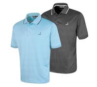 Under Par 2 Pack Men's Golf Polo Shirt in Waffle Knit with Stretch, Moisture Wicking and UV protection, Charcoal & Sky, M