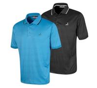 Under Par 2 Pack Men's Golf Polo Shirt in Waffle Knit with Stretch, Moisture Wicking and UV protection, Black & Turquoise, M