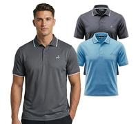 Under Par 2 pack Men's Golf Polo Shirt with Stretch Breathable Fabric UV Protection Moisture Wicking Quick-Dry Short Sleeve Sports T-Shirt for Adult Running and Gym (pack of 2), Charcoal & Sky, M