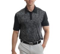 Under Par Men's Golf Polo Breathable Moisture Wicking Quick Dry Stretch Short Sleeve All Over Hexagon Print Golf Polo Shirt, 2389 - Black, L