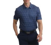 Under Par Men's Golf Polo Breathable Moisture Wicking Quick Dry Stretch Short Sleeve All Over Print Golf Polo Shirt, 2385 - Navy, L