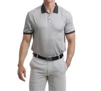 Under Par Men's Golf Polo Breathable Moisture Wicking Quick Dry Stretch Short Sleeve Geometric Print Golf Polo Shirt, 2394 - Grey, XXL