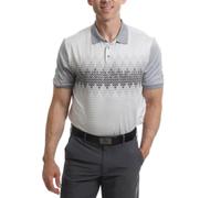 Under Par Men's Golf Polo Breathable Moisture Wicking Quick Dry Stretch Short Sleeve Patterned Chest Print Golf Polo Shirt, 2392 - Grey, M