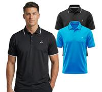 Under Par Men's Golf Polo Shirts 2 Pack Quick Dry UV, Black & Turquoise, L