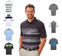 Under Par Men's Golf Pro Quality Breathable Moisture Wicking Quick Dry Polo Shirt, Black/Mulberry/Grey, Small