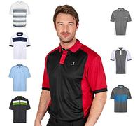 Under Par Men's Golf Pro Quality Breathable Moisture Wicking Quick Dry Polo Shirt, Black/Red, Medium