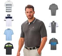 Under Par Men's Golf Pro Quality Breathable Moisture Wicking Quick Dry Polo Shirt, Charcoal/White, Large