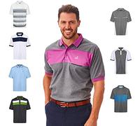 Under Par Men's Golf Pro Quality Breathable Moisture Wicking Quick Dry Polo Shirt, Grey/Mulberry/Navy, Large