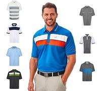 Under Par Men's Golf Pro Quality Breathable Moisture Wicking Quick Dry Polo Shirt, Maritime Blue/Orange/White, Medium