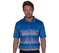 Under Par Men's Golf Pro Quality Breathable Moisture Wicking Quick Dry Polo Shirt, Mid Blue/Red, Large
