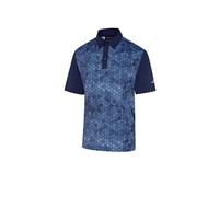 Under Par Men's Hexagon Print Moisture Wicking Golf Polo Shirt in Navy | Size: XL Under Par Navy XL