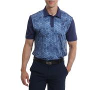 Under Par Men's Printed Golf Pro Quality Polo Shirt, 2389-Navy, M