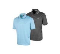 Under Par 2 Pack Men's Golf Polo Shirt in Waffle Knit with Stretch, Moisture Wicking and UV protection, Charcoal & Sky, L