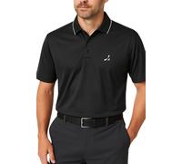 Under Par Men's UV Protection Stretch Waffle Knit Golf Polo Shirt in Black | Size: Small Under Par Black S