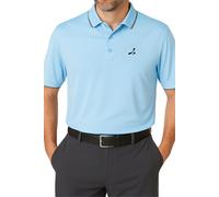 Under Par Men's UV Protection Stretch Waffle Knit Golf Polo Shirt in Light Blue | Size: Large Under Par Light Blue L