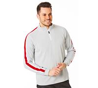 Under Par UPMID1726 Mens Zip Neck Sweater Jumper Breathable Moisture Wicking Golf Mid Layer Top, Storm Grey/Red, L