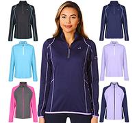 Under Par UPLMID1746 Womens Zip Neck Sweater Jumper Breathable Moisture Wicking Ladies Golf Mid Layer Top, Uplmid1746 - Navy/Lavender, 18 UK