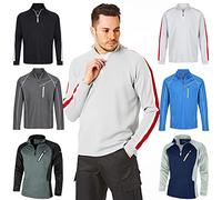 Under Par UPMID1726 Mens Zip Neck Sweater Jumper Breathable Moisture Wicking Golf Mid Layer Top, Storm Grey/Red, L