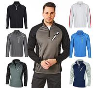 Under Par UPTOP1719 Mens Zip Neck Sweater Jumper Breathable Moisture Wicking Golf Mid Layer Top, Vintage Grey/Black, M