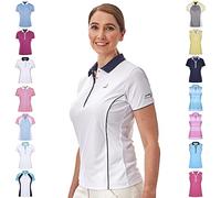 Under Par Women's Under Par Women's Pro Quality Sleeved & Sleeveless Golf Polo Shirt, 1672 - White/Navy, 14 UK