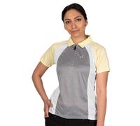 Under Par Women's Zip Neck Colour Block Panelled Golf Polo Shirt in Grey | Size: 16 Under Par Grey 16