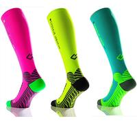 Under pressure runattack sports compression socks (18-21 mmHg); made in Germany, neon yellow, Gr. 43-46 (Wadenumfang: 32-44cm)