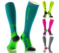 Under pressure runattack sports compression socks (18-21 mmHg); made in Germany, petrol, Gr. 43-46 (Wadenumfang: 32-44cm)