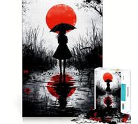 Under Red Moon Jigsaw 1000 Piece Mind Skill Play Stable Fit No Shifting Parts Enjoyable Pastime for Long Weekends (50x75cm)