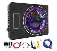 Under Seat Powered Car Subwoofer 10 Inch 800W Super Slim Built in Amplifier Remote Control Active Car Subwoofer for Trucks SUV (Color)