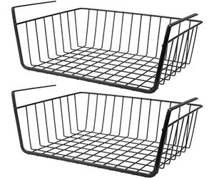 Under Shelf Storage - 2Pcs Slide in Wire Shelf organiser Under Cabinet Shelf Storage Baskets for Shelves Kitchen Pantry Cupboard Dorm Room Closet Bookshelf, 14.1 x 8.6 x 4.5 in