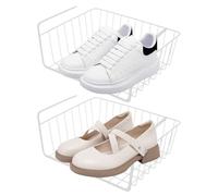 Under Shelf Storage Basket Stainless Steel Bookcase Organizer Under Shelf Under-Organizer for Laundry Room, Cabinet, Shoe Bench, Closet
